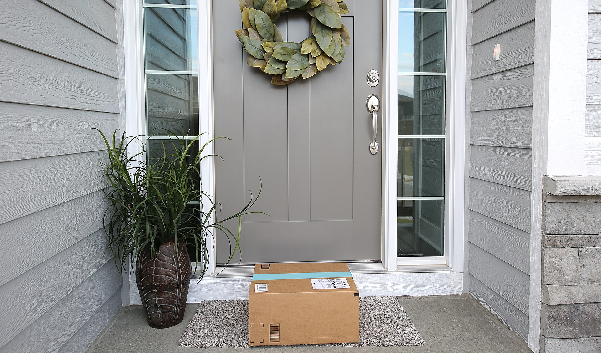 Box sitting on front doorstep